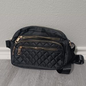 Black Quilted Nylon Crossbody